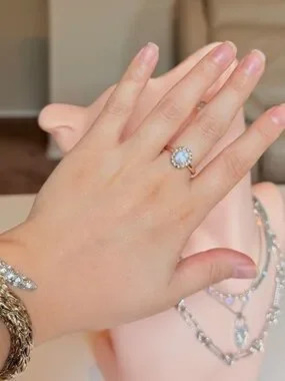 Elegant White Opal Ring